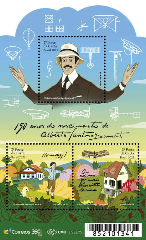 150 anos de Santos Dumont são homenageados em emissão postal