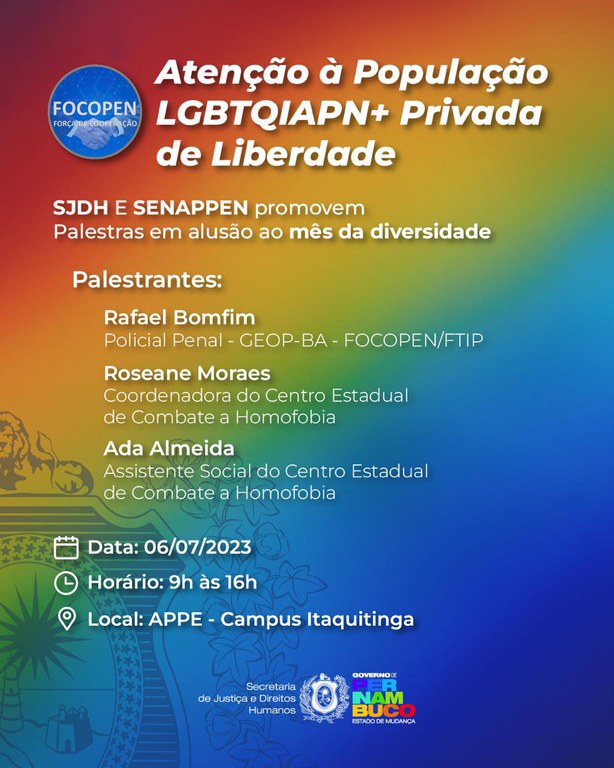SENAPPEN promove 2º Curso de Atenção à População LGBTQIAPN + no estado de Pernambuco