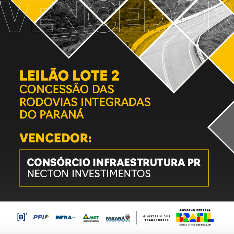 Consórcio Infraestrutura PR administrará o Lote 2 do Paraná