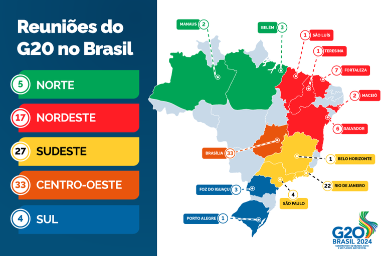 Brasil divulga calendário de reuniões do G20