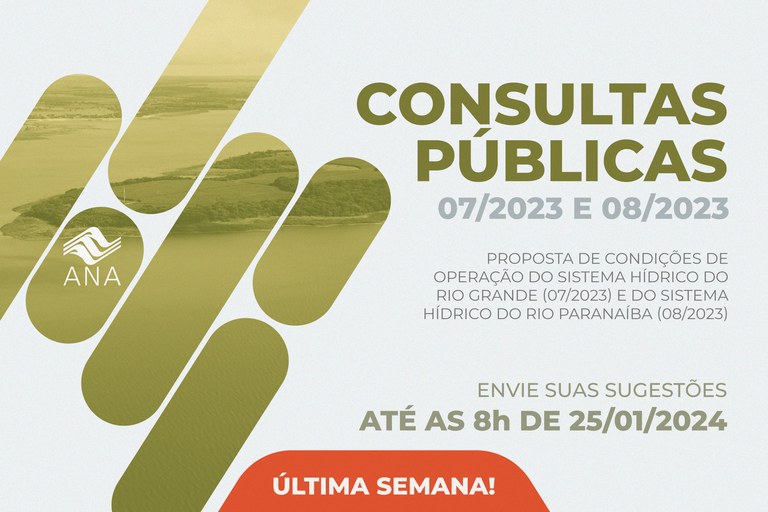 Consultas públicas sobre sistemas hídricos dos rios Grande e Paranaíba encerram nesta quinta (25)