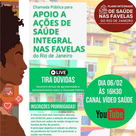 Fiocruz prorroga inscrições da chamada pública com foco em ações de saúde em favelas