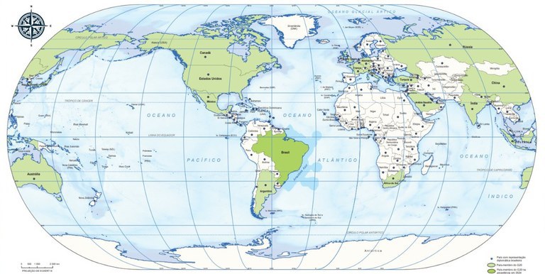 IBGE: mapa com o Brasil no centro do mundo pode ser comprado em loja virtual