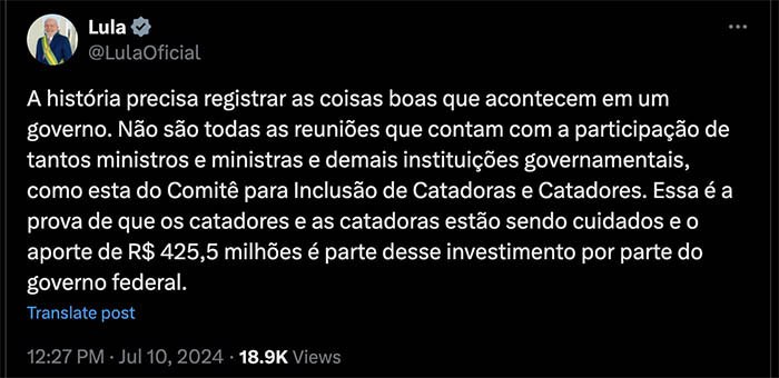 Lula com catadores