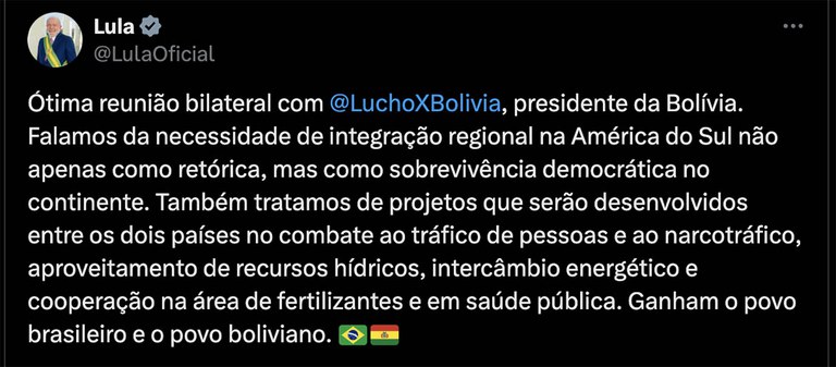 lula na bolívia