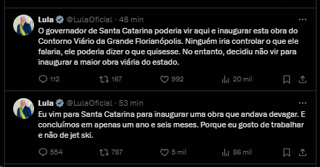 Lula inaugura contorno em santa catarina