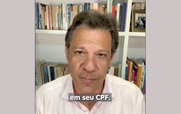 Video falso usando imagem de Haddad e site falso simulando o Gov.Br: é golpe