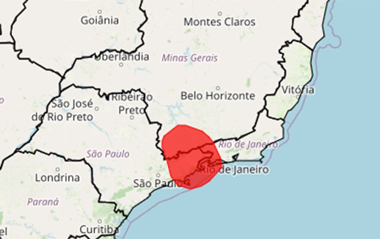 Previsão de chuvas severas em áreas do Rio de Janeiro, Minas Gerais e São Paulo