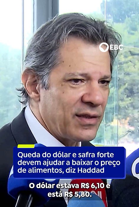 7242bf09-ac1b-4857-8e9e-d846c198ba08 Haddad diz que queda do dólar e safra devem conter preço dos alimentos