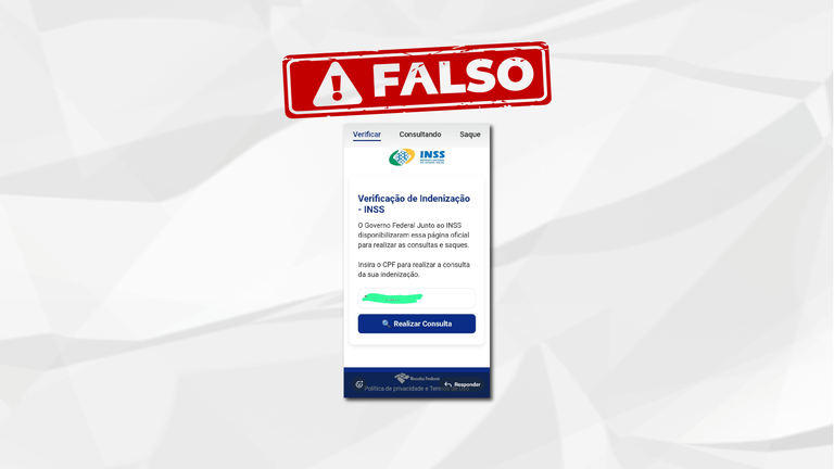 Links falsos estão circulando nas redes sociais para consulta a suposto direito de segurados do INSS à indenização Links falsos estão circulando nas redes sociais para consulta a suposto direito de segurados do INSS à indenização