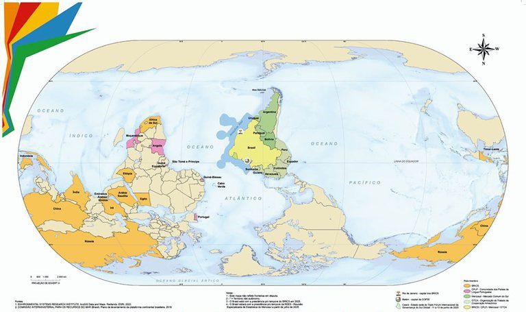 Qual o modo certo de ver o mundo? IBGE lança mapa com Brasil no centro e Sul no topo Qual o modo certo de ver o mundo? IBGE lança mapa com Brasil no centro e Sul no topo