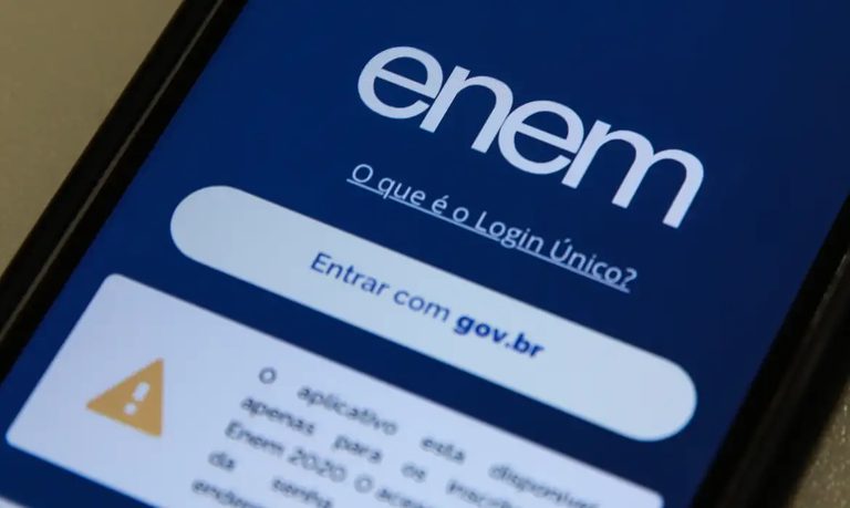 Tela do aplicativo do Enem exibindo a opção de login com conta gov.br