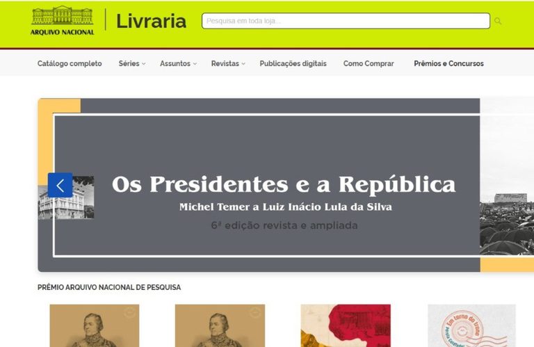 Arquivo Nacional inaugura livraria virtual com acesso a mais de 400 publicações