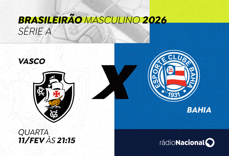Rádio Nacional transmite, nesta quarta, o jogo entre Vasco e Bahia pelo Brasileirão